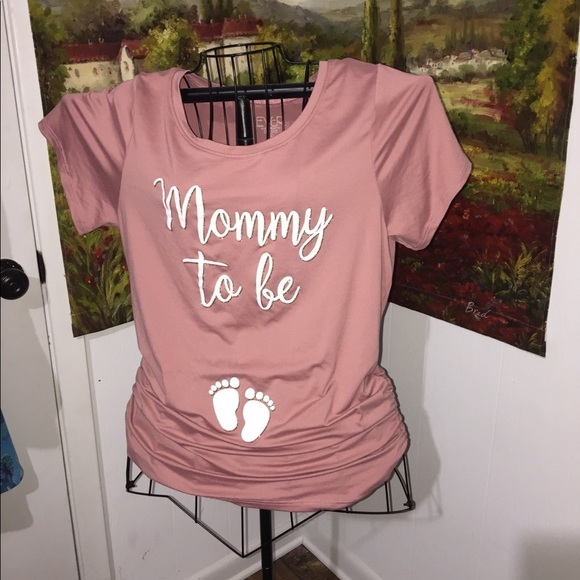 EVCR Size XL maternity Mommy to be mauve stretch comfy gathered summer casual - Picture 1 of 7